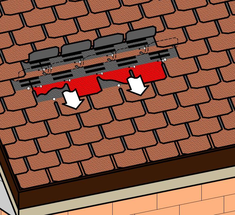 Демонтаж поврежденного гонта гибкой битумной черепицы Döcke.